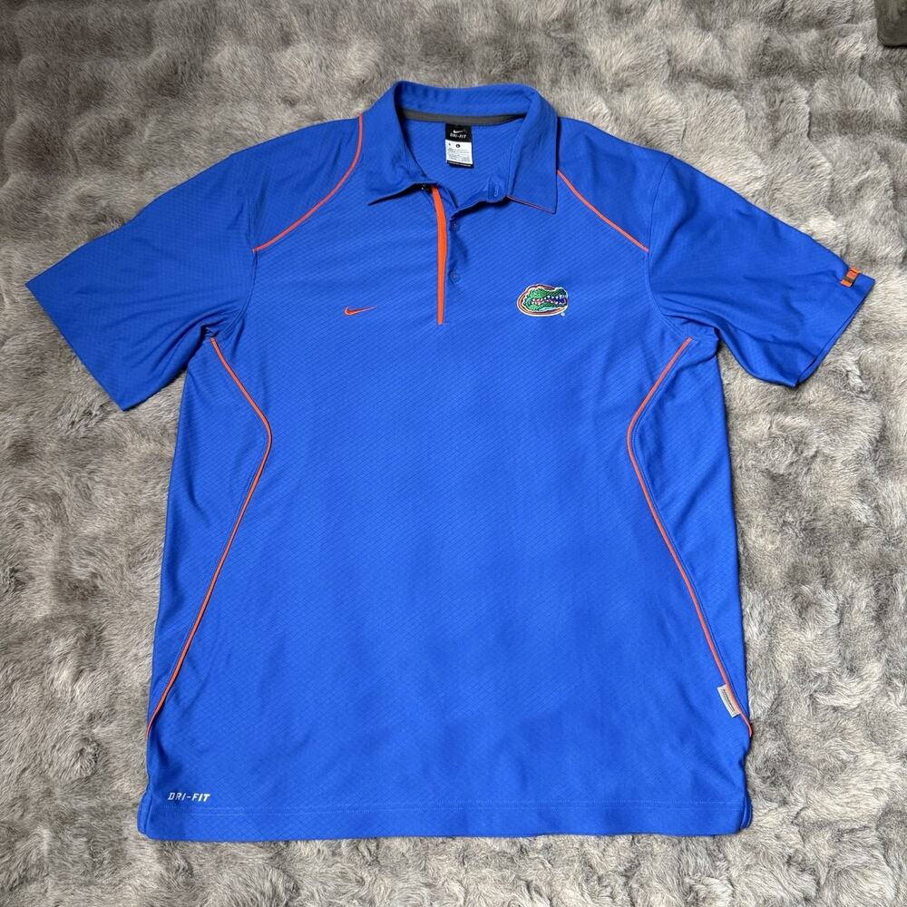 Nike Dri Fit Florida Gators Blue Polo Shirt Short Sleeve Size Large